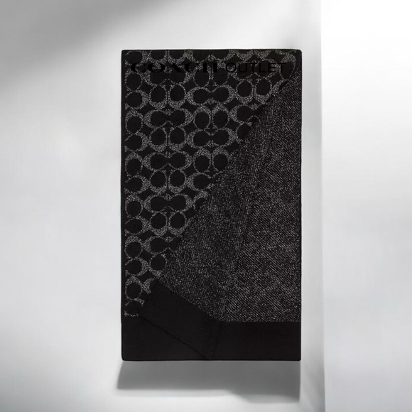 COACH Signature Metallic Knit Scarf is crafted of wool , cashmere and woven - Picture 4 of 4